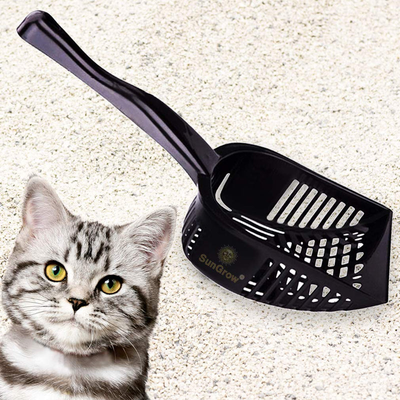 [Australia] - SunGrow Cat Litter Scoop, 14 Inches, Lightweight, Plastic Pet Poop Shovel, Black Color with Convenient Hanging Hole, Great for Siamese, Calico, Maine Coon and Tabby Cats 