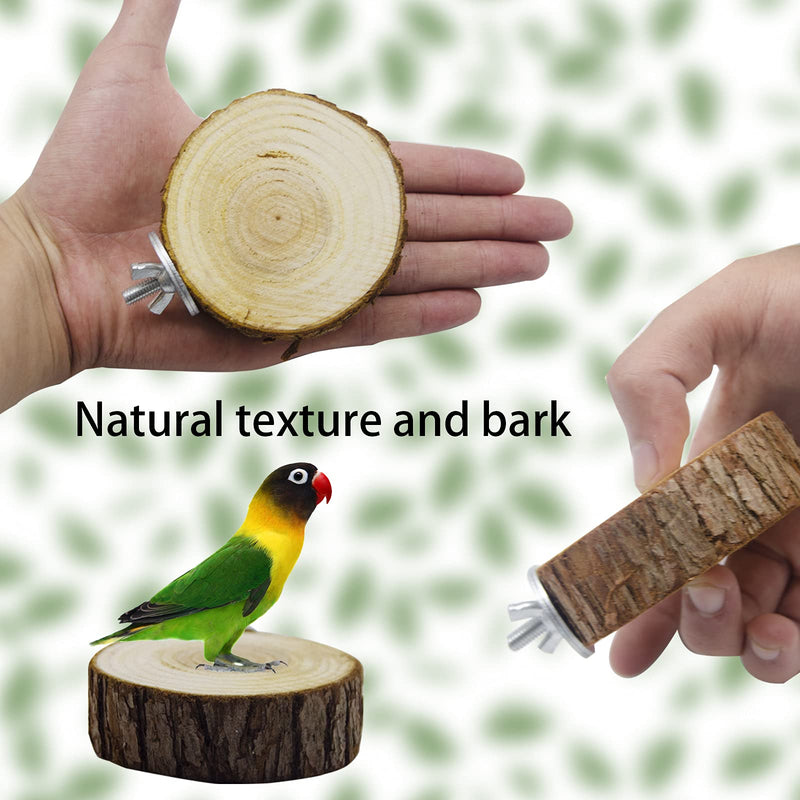 Deloky Bird Parrot Perch Platform-Natural Bird Perch Stand-2 PCS Wooden Playground Cage Accessories for Small Parakeets Budgies Cockatiels Conure Lovebirds - PawsPlanet Australia