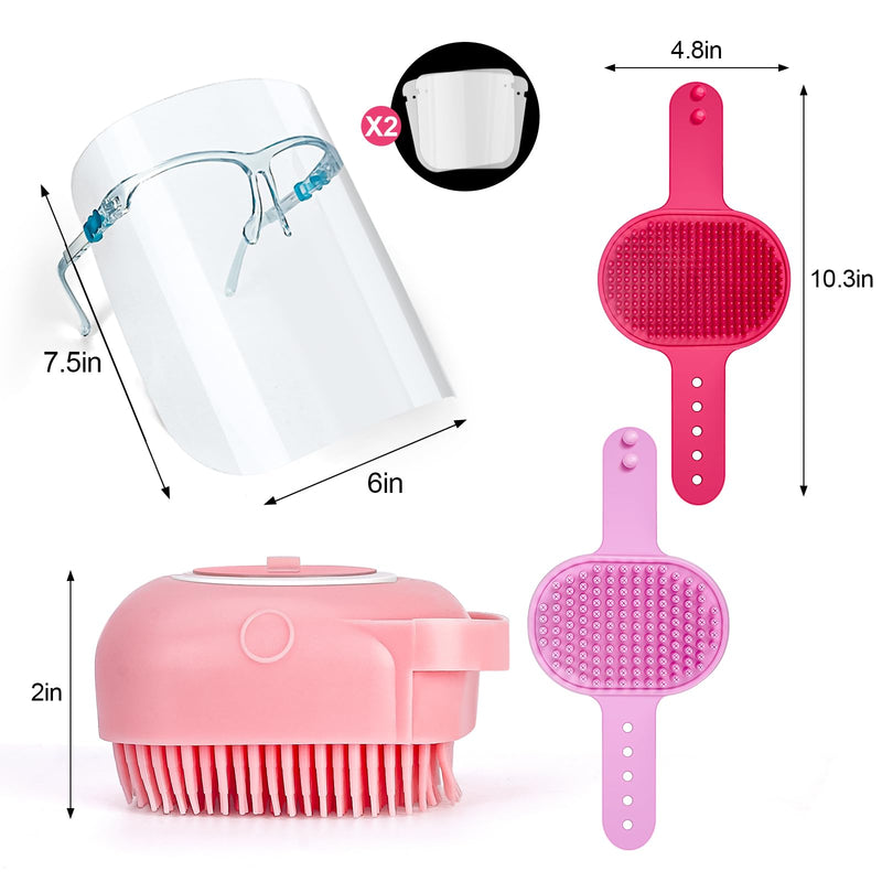 TonyEst 6-Pack Dog Grooming Brush Kit, Pet Shampoo Brush, Dog Bath Grooming Shedding Brush Soothing Massage Comb, Pet Grooming Shower Brush for Short Long Haired Dogs and Cats Pink - PawsPlanet Australia