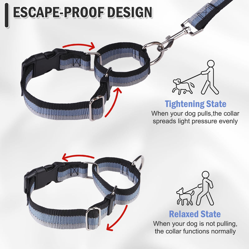 ESGPET Martingale Dog Collar and Leash Set for Small Medium Large Dogs, Reflective Heavy Duty Collar for Dogs, Adjustable Durable Pet Collars with Leash for Walking, Playing, Training (Medium) Black - PawsPlanet Australia