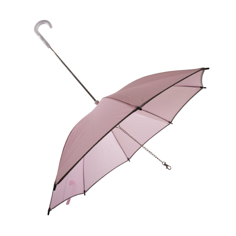 [Australia] - Pet Life Pour-Protection Umbrella with Reflective Lining and Leash Holder Pink With White Handle One Size 