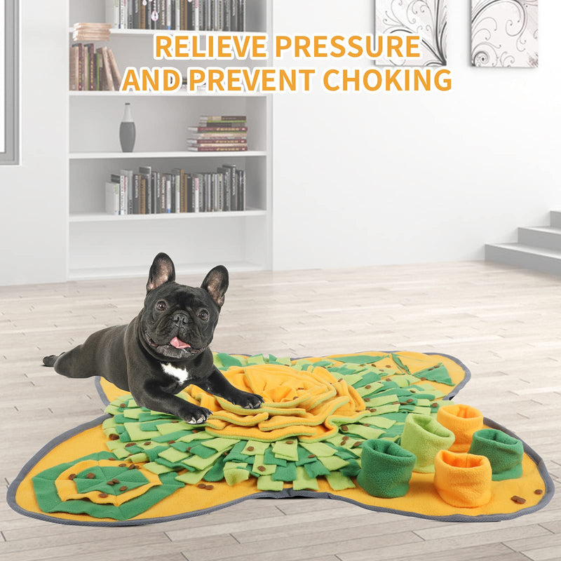 IEUUMLER Pet Training Mat Dog Feeding Mat Snuffle Cushion Training Feeding Stress Release Pad Foraging Skill Puzzle Toys IE081 (71x71cm, Orange & Green) 71x71cm - PawsPlanet Australia