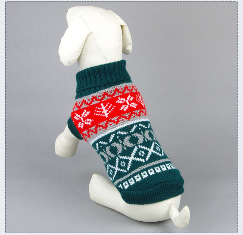 Rantow Pet Holiday Clothes Dog Cat Sweater Dog Warm Coat Cute Jumper Autumn Winter Clothes Dog Clothes (XS, Green) XS - PawsPlanet Australia
