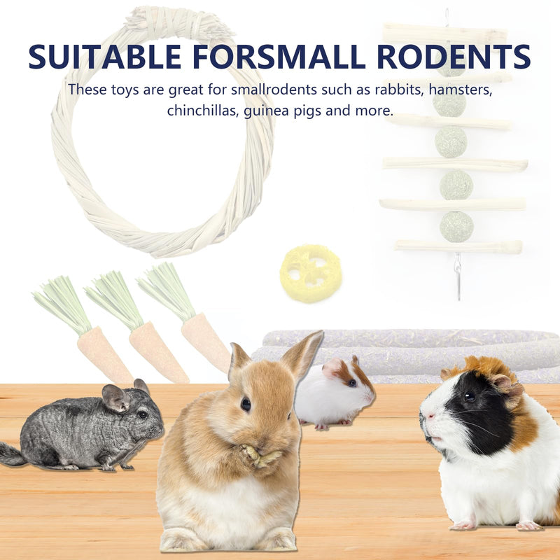 Rabbit chew toys, 17 pieces rabbit toys, hamster toys, rabbits, natural timothy grass chewing balls, nibbler, rabbit accessories for bunnies, chinchillas, hamsters, guinea pigs, gerbils - PawsPlanet Australia