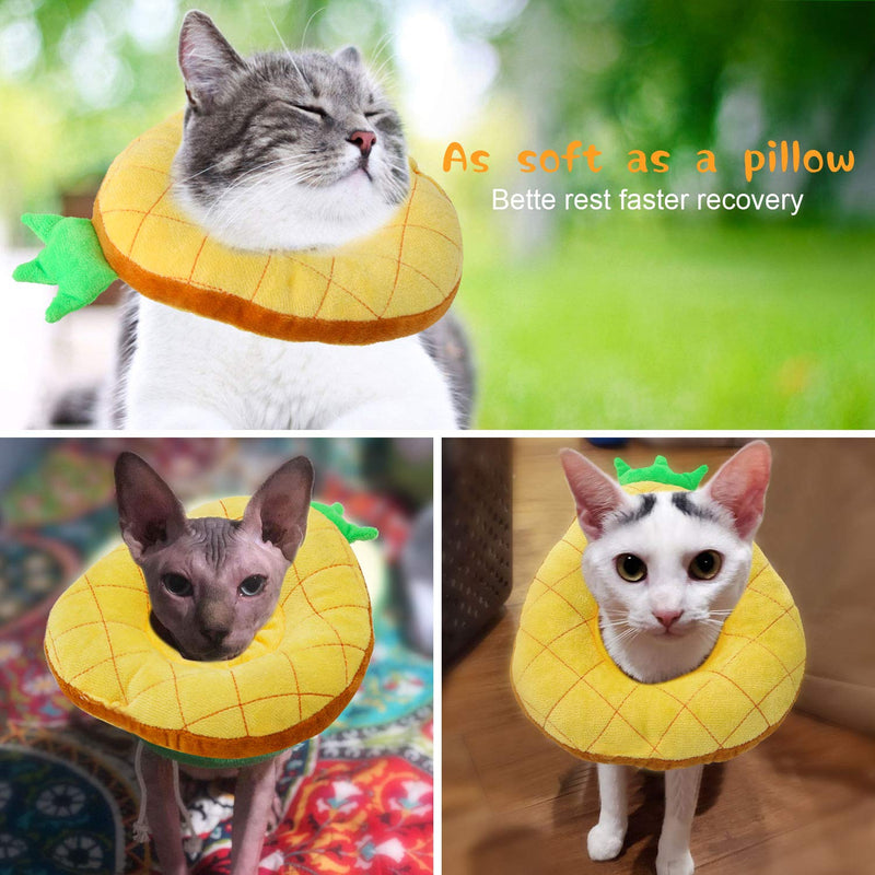 HYLYUN Cat Recovery Collar - Cute Sun Flower Neck Cat Cones After Surgery, Adjustable Cat E Collar, Surgery Recovery Elizabethan Collars for Kitten and Cats Pineapple - PawsPlanet Australia