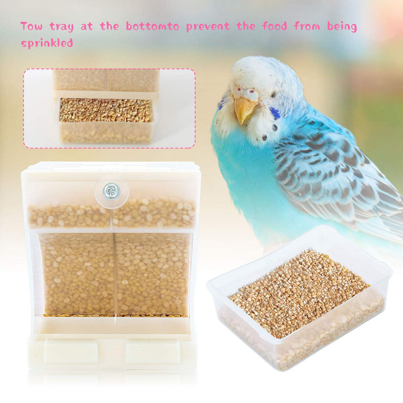 Rypet 2 PCS No-Mess Bird Feeder - Integrated Parrot Automatic Feeder for Small to Medium Birds Seed Food Container - PawsPlanet Australia