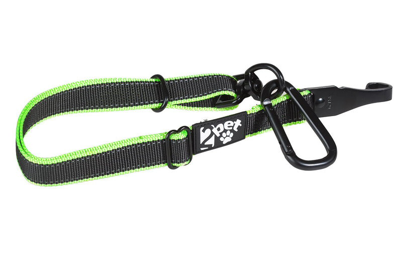 [Australia] - 2PET Dog Seatbelt Strap Adjustable Dog Seat Belt for All Breeds – Use with Harness – All Car Makes – Carabiner Clip Leash – Green and Black 