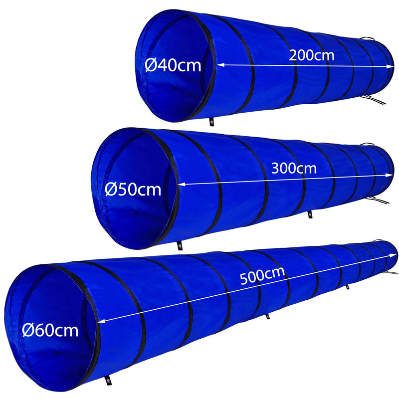 lionto DT10061 Dog Tunnel Play Tunnel Dog Cave Agility Tunnel Blue Size M 300 x 50 cm - PawsPlanet Australia