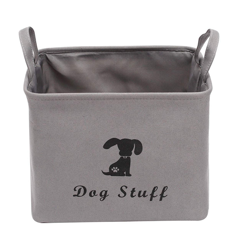 Canvas dog toy box, dog toy basket, pet food storage - Perfect for organizing pet toys, blankets, leashes, coats, bone and food - Grey Crey - PawsPlanet Australia