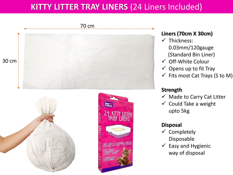 Kitty Cat Essentials [Set of 3] CAT LITTER TRAY with 24 Kitty Cat Litter TRAYS LINERS and CAT LITTER SCOOP Assorted Bundle for Cat Litter Disposal (Cod Grey) Cod Grey - PawsPlanet Australia