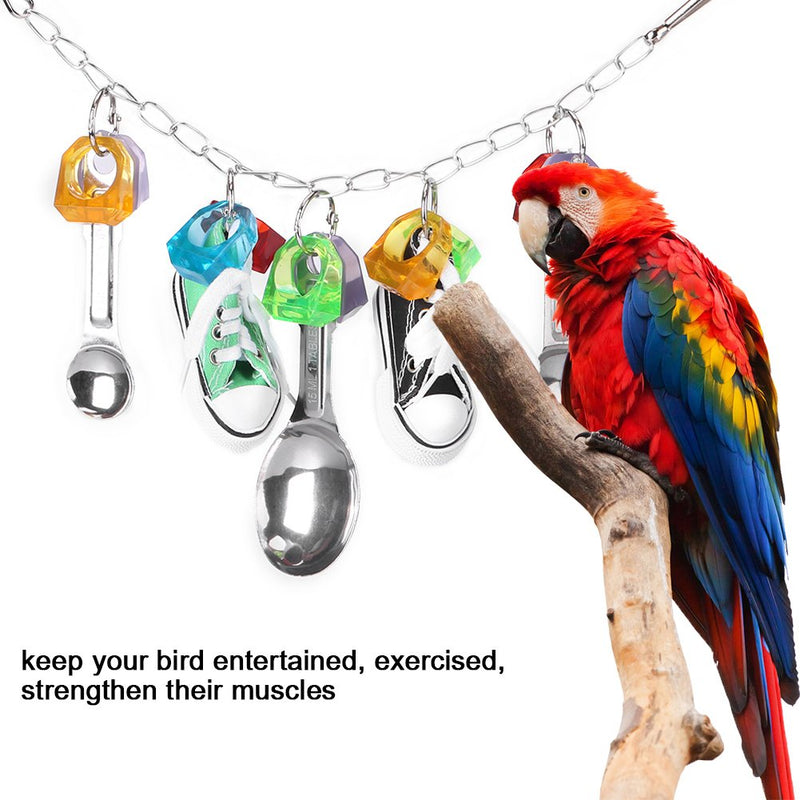 Bird Chew Toy, Metal Spoon Hanging Swing Mini Sneaker Parrots Cage Bite Toys for African Grey Amazon Cockatoo Budgies Parakeet Lovebird - PawsPlanet Australia
