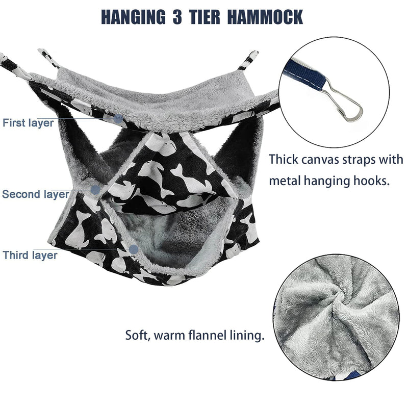 Tfwadmx 2 Pcs Guinea Pig Rat Hammock and Tunnel Set, Sugar Glider Ferret Warm Triple Hanging Beds, Hamsters Hideout Tube, Small Animal 3 Layers Swing Toy Cage Accessories for Pet Squirrel Chinchilla - PawsPlanet Australia