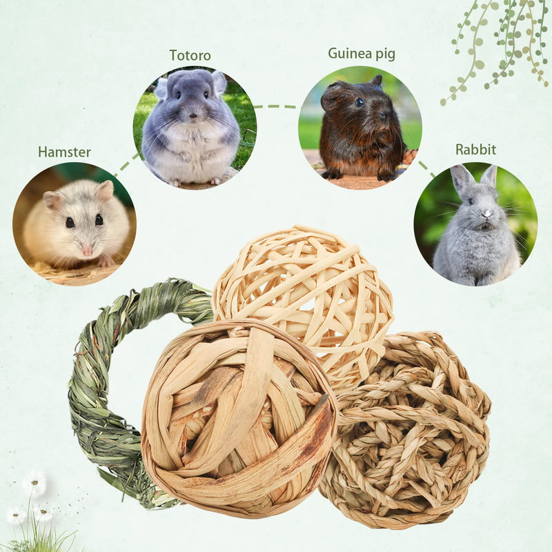 Episkey 12 Pcs Rabbit Toys, Rabbit Treats Guinea Pig toys Small Pets Chew Balls Grass Balls Natural Toys with Timothy Grassring for Rabbits Chinchilla Bunnies Gerbils and Hamster (2.75-3.15") 2.75-3.15" - PawsPlanet Australia