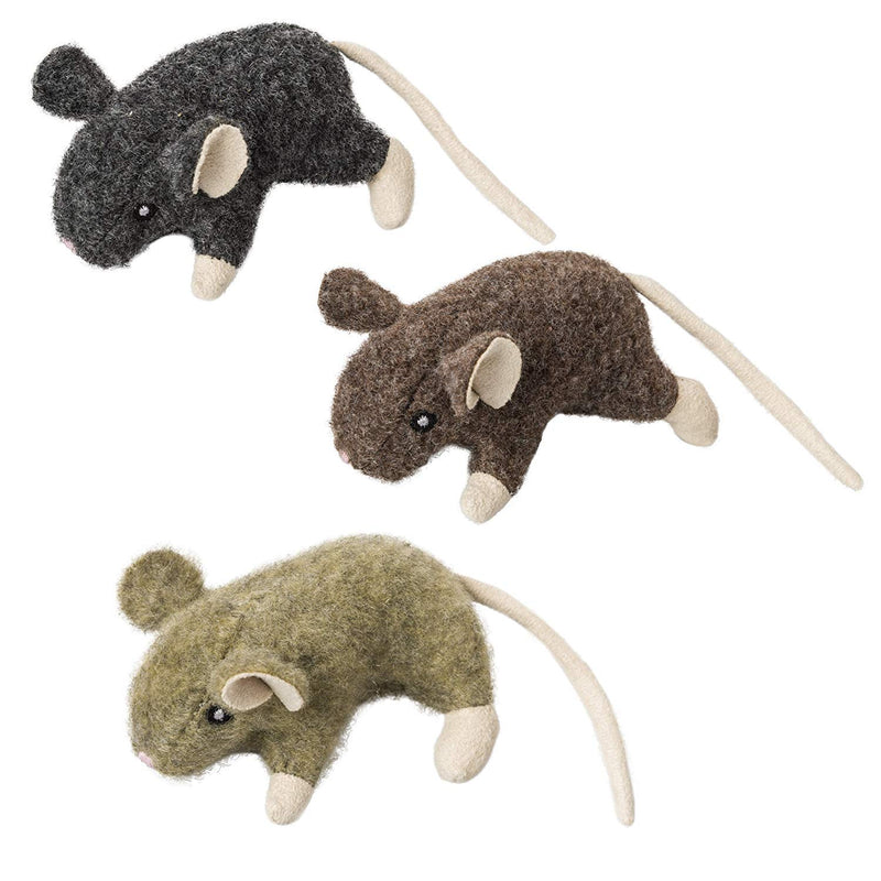 [Australia] - Ethical Pets Catnip Mouse Cat Toy Bundle: House Mouse Helen, Flat Mouse Frankie, Wool Mouse Willie in Assorted Colors 