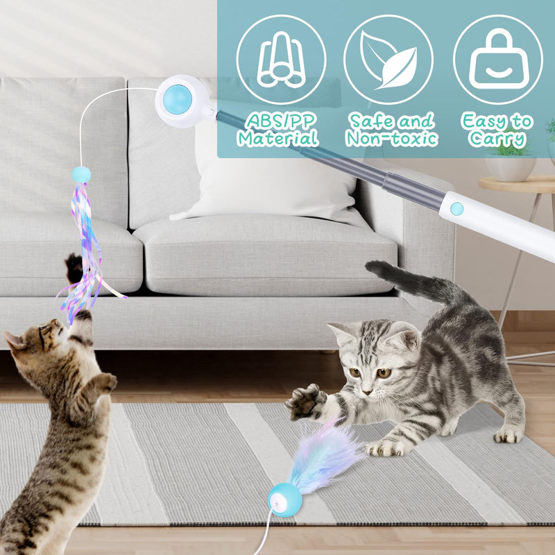 Hysagenek Cat Fishing Rod Interactive Cat Toy Teaser with Scalable Rods, Feather and Tassels Replacement with Bells Self-employment Retractable Cat Toys for Kittens, Pack of 5 - PawsPlanet Australia