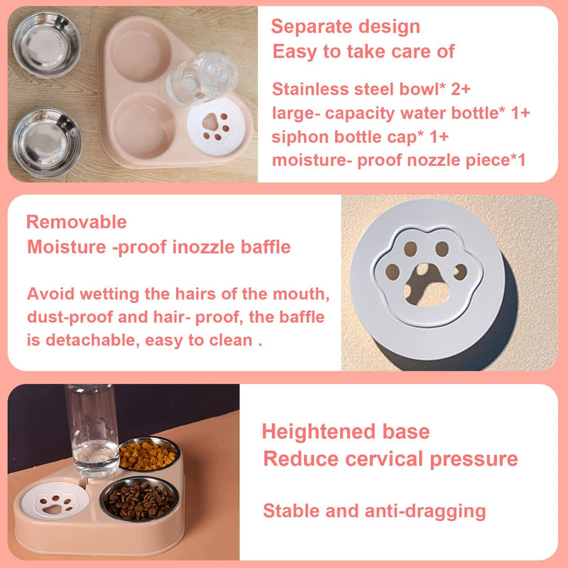 Automatic cat Food Dispenser, Three-in-one cat bowl, Automatic Feeder Bowls for cat/Dog, Flat cat Bowls Water and Food Bowls Set Served with cat Food Spoon Automatic Feeder Bowl - PawsPlanet Australia