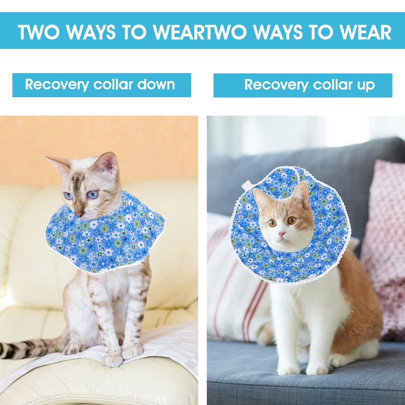 TIESOME Cat Collar Adjustable 6.7-9inch Kitten Recovery Collars Small Dog Cat Post-Surgery Soft Recovery Pet Cone Collar Anti-Bite/Lick Cat Dog Health (Blue) - PawsPlanet Australia