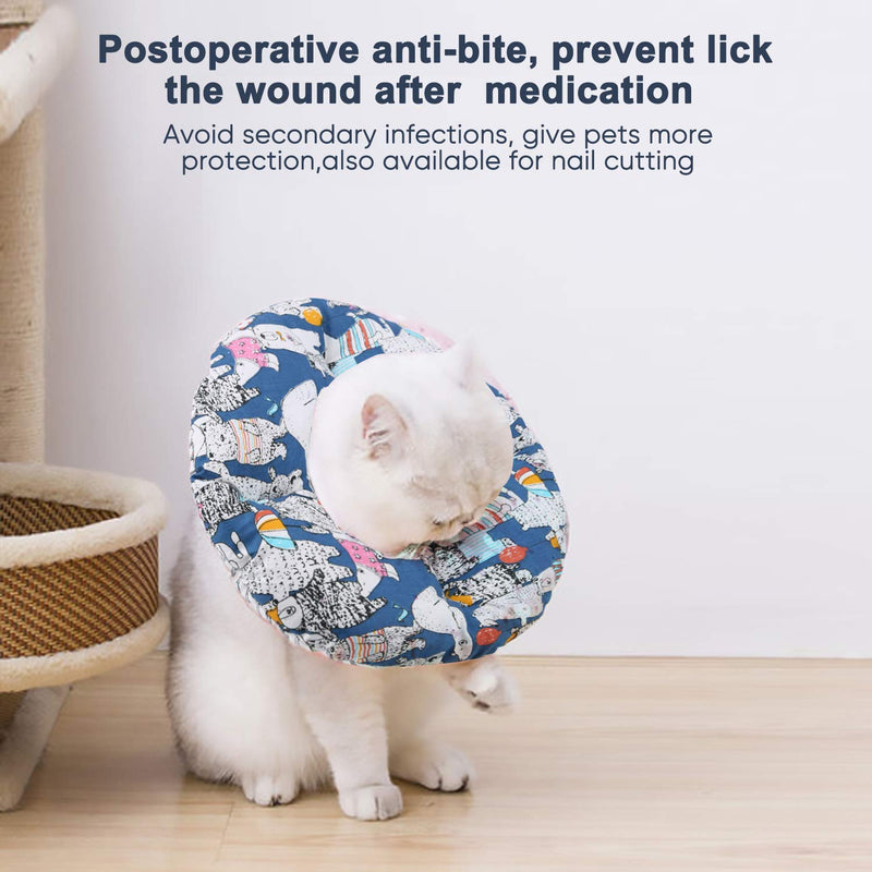 YOUTHINK Pet Recover Collar Cute and Soft Elizabethan Collars Protection Collar for Cat and Dog to Anti-licking and Protect Pet Cervical Spine Blue - PawsPlanet Australia