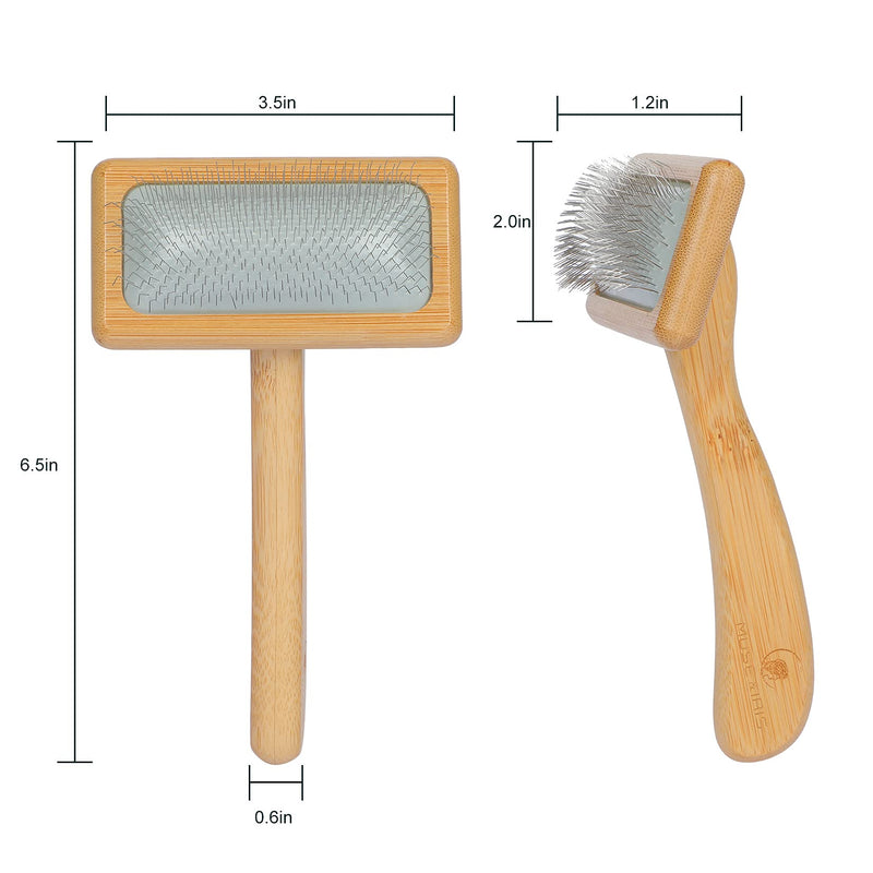 Dog & Cat brush, Pet Slicker Brush with Bamboo Handle for Long Hair & Short Hair Elegant Grooming Comb for Removing Shedding, Tangles and Dirt - PawsPlanet Australia