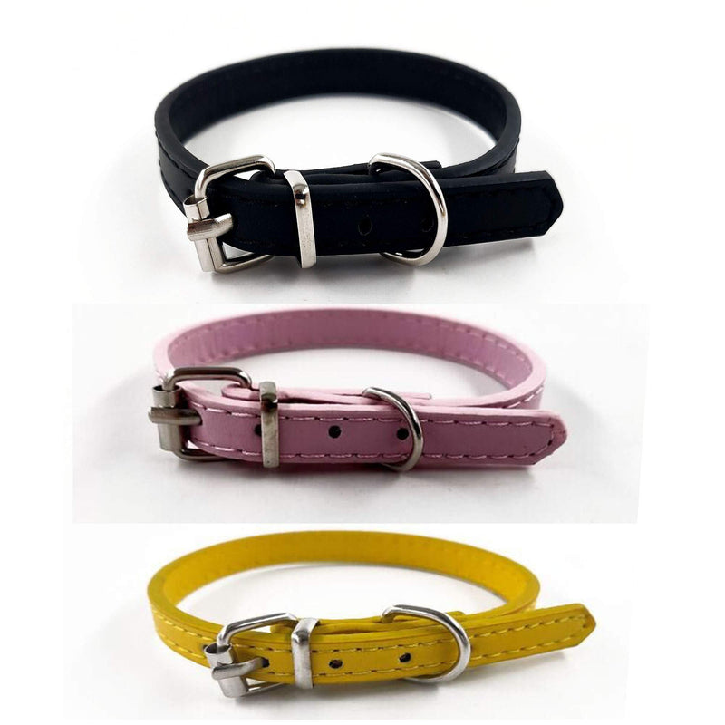 Accod 3 Pack Cat Leather Collars Metal Buckle Pet Collar Adjustable 24CM-29CM 1CM Wide Comfortable Pet Collars for Cats Small and Medium Dogs Kitten Collar (XS, Yellow) XS - PawsPlanet Australia