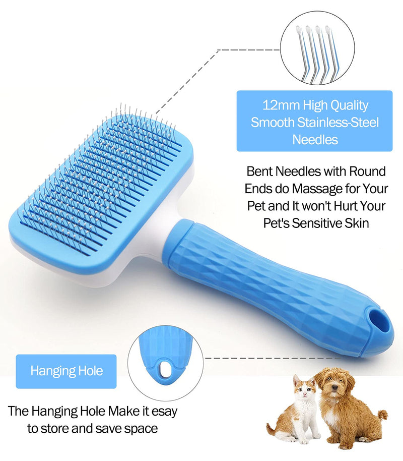 Dog & Cat Brush for Short Long Haired Dogs and Cats, Pet Slicker Deshedding Grooming Brush with Soft Massage Particles, Gently Removes Loose Hair, Mats, Tangles, Adhjito - PawsPlanet Australia