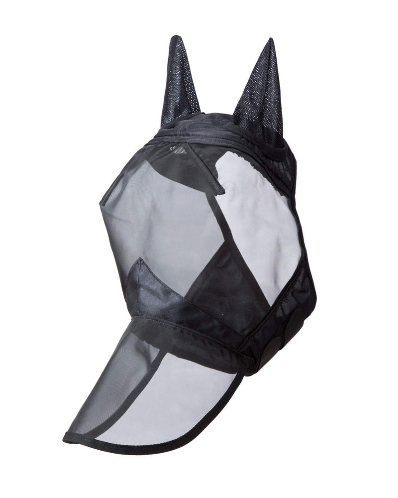 Harrison Howard CareMaster Fly Mask Long Nose with Ears Piano Black Full (L) - PawsPlanet Australia