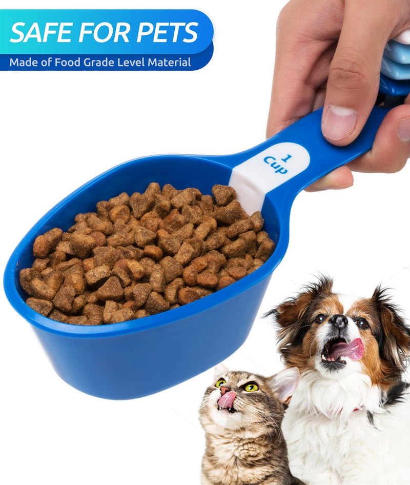 [Australia] - Petfactors Set of Five Pet Food Scoop, Plastic, Measuring Cups, for Dog, Cat and Bird Food 