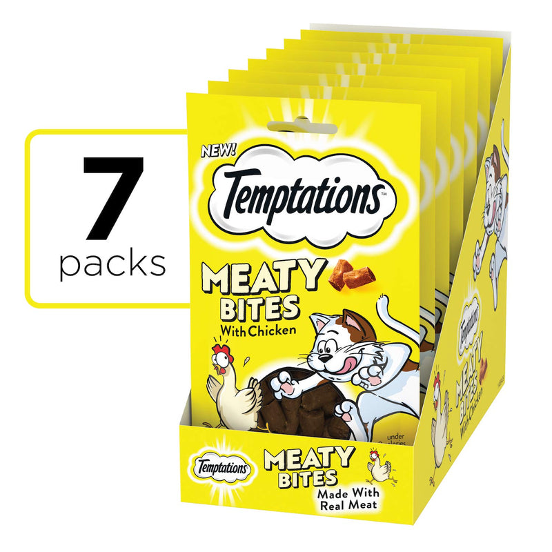 TEMPTATIONS Meaty Bites, Soft and Savory Cat Treats Chicken 1.5 oz. (Pack of 7) - PawsPlanet Australia