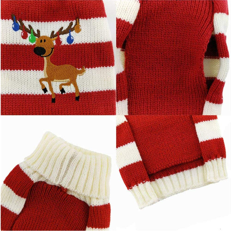 [Australia] - Cuteboom Dog Winter Reindeer Sweater Cat Sweater Pet Christmas Elk Bells Sweaters Halloween Reindeer for Small Dog and Cat S Red 