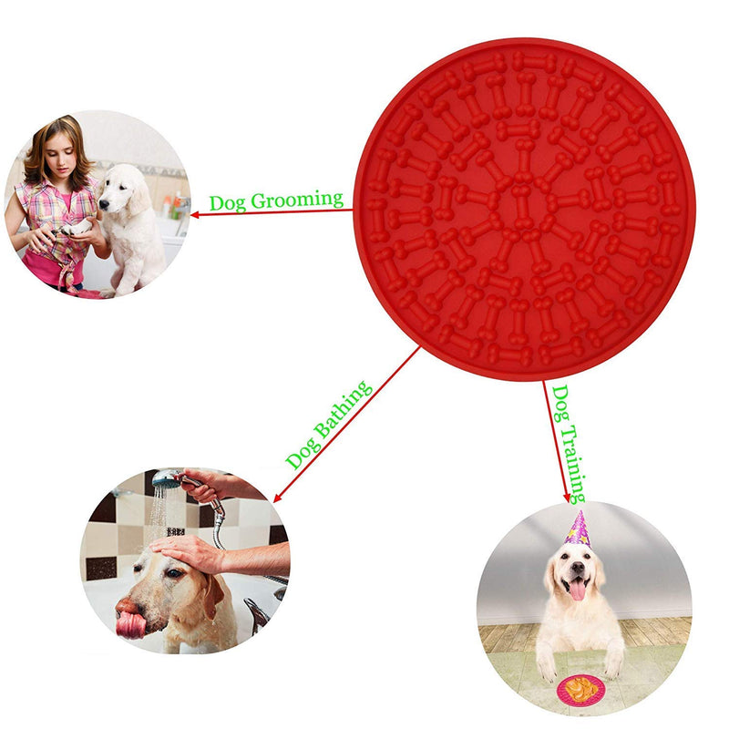 [Australia] - Minli 2pcs  Dog Lick Pad, Absorbable Slow Feeders, Distraction Device ,Powerful Suction cups on the back，Training-Just Add Peanut Butter(Red &Blue) 