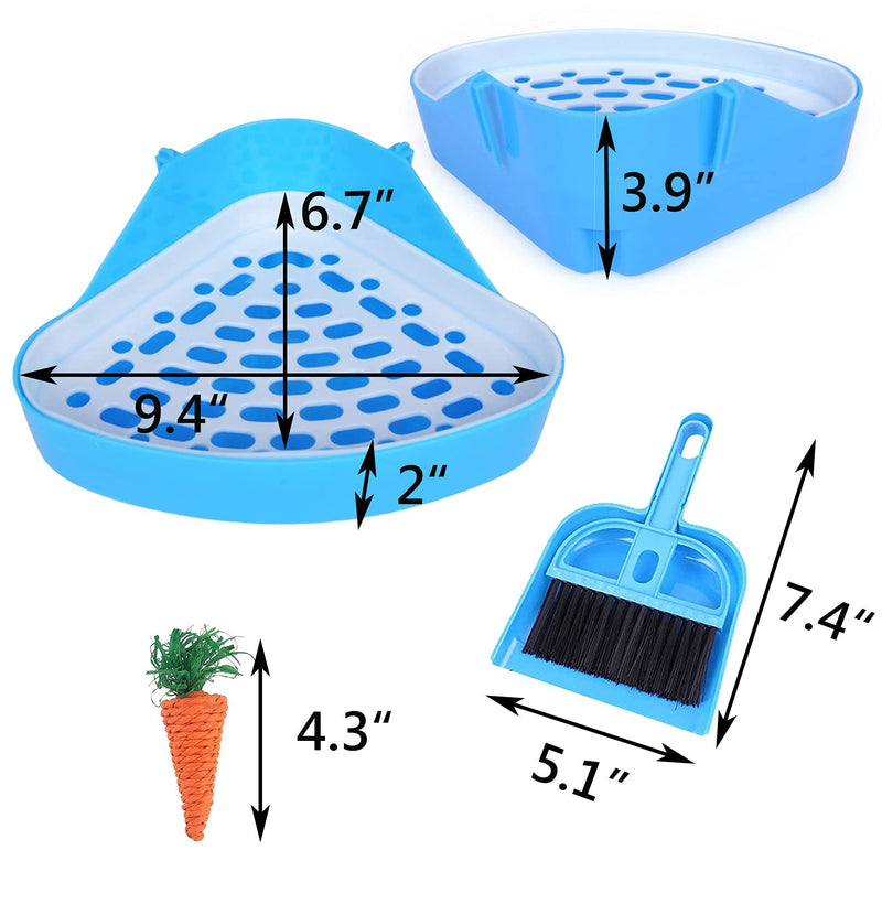 JSLZF Bunny Litter Box Pet Toilet Triangle Potty Trainer Corner Guinea Pig Litter Bedding Box Dustpan Broom for Chinchilla Ferret Drawf Hamster(Blue) Blue - PawsPlanet Australia