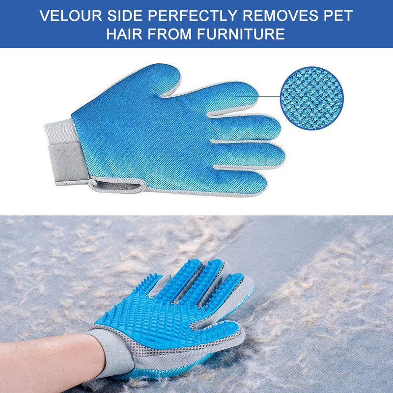 [Australia] - Pet Hair Remover Glove - Gentle Pet Grooming Glove Brush - Efficient Deshedding Glove - Massage Mitt with Enhanced Five Finger Design - Perfect for Dogs & Cats with Long & Short Fur - 1 Pack 1 Pack (2 in 1 glove) 