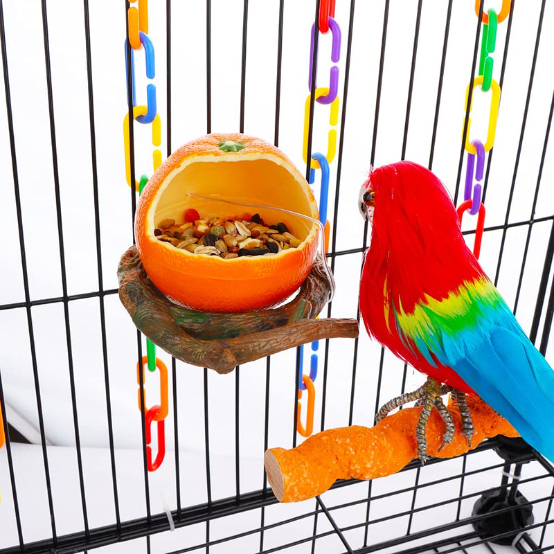 Bird Feeder Fruit Shape with Clamp Holder Cage-Pet Food & Water Bowl Parrot Food Box Cage Decoration (Orange Shape) - PawsPlanet Australia