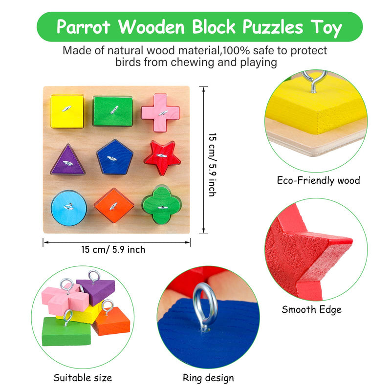 [Australia] - 6 Pieces Bird Training Toys Parrot Intelligence Toy Parrot Wooden Block Puzzles Toy Stacking Rings Toy Mini Parrot Skateboard Nuts and Bolts Bird Toy Bell Balls for Budgie Parakeet Cockatiel Macaw 