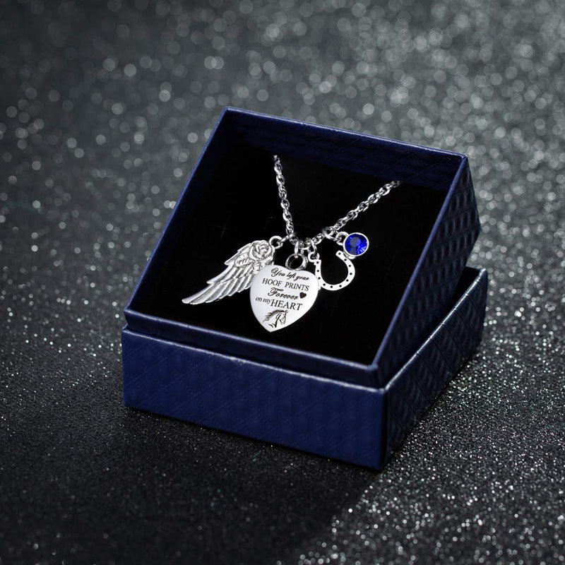 [Australia] - You left hoof prints on my heart Urn Necklace for Ashes Horseshoes Cremation Urn Pendant with 12 Birthstones Memorial Keepsake Jewelry 