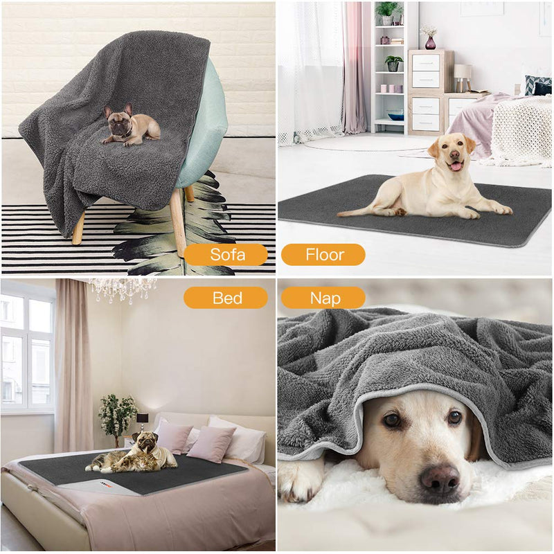 [Australia] - Petacc Waterproof Dog Blankets with Reversible Design, Liquid Proof Pet Blanket for Bed Couch Sofa, Soft Warm Flannel Sherpa Sleep Mat for Dog Cat, Waterproof Dog Bed Cover-Machine Washable S (50" x 40") 