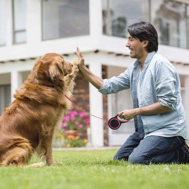 [Australia] - Retractable Dog Leash, 16 FT Strong Anti-bite Nylon Pet Walking Leash for Small and Medium-Sized Dog up to 45lb, One-Hand Brake Lock & Release, Tangle Free 