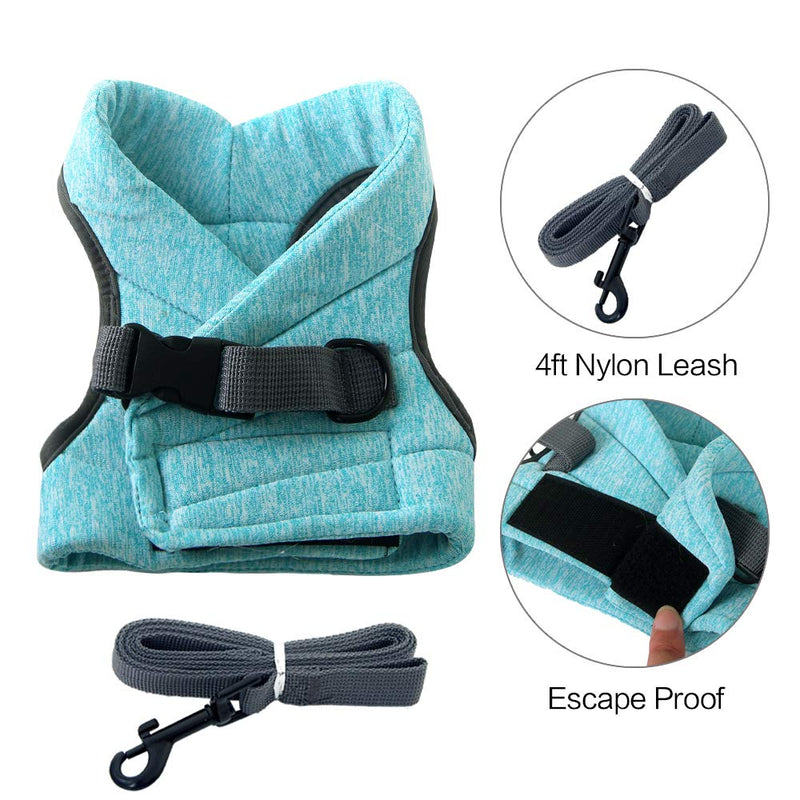 [Australia] - Cat Harness Leash Straps Soft and Comfortable Cat Walking Jacket with Running Cushioning and Anti-Escape for Puppies with Cationic Fabric S Ai Green 