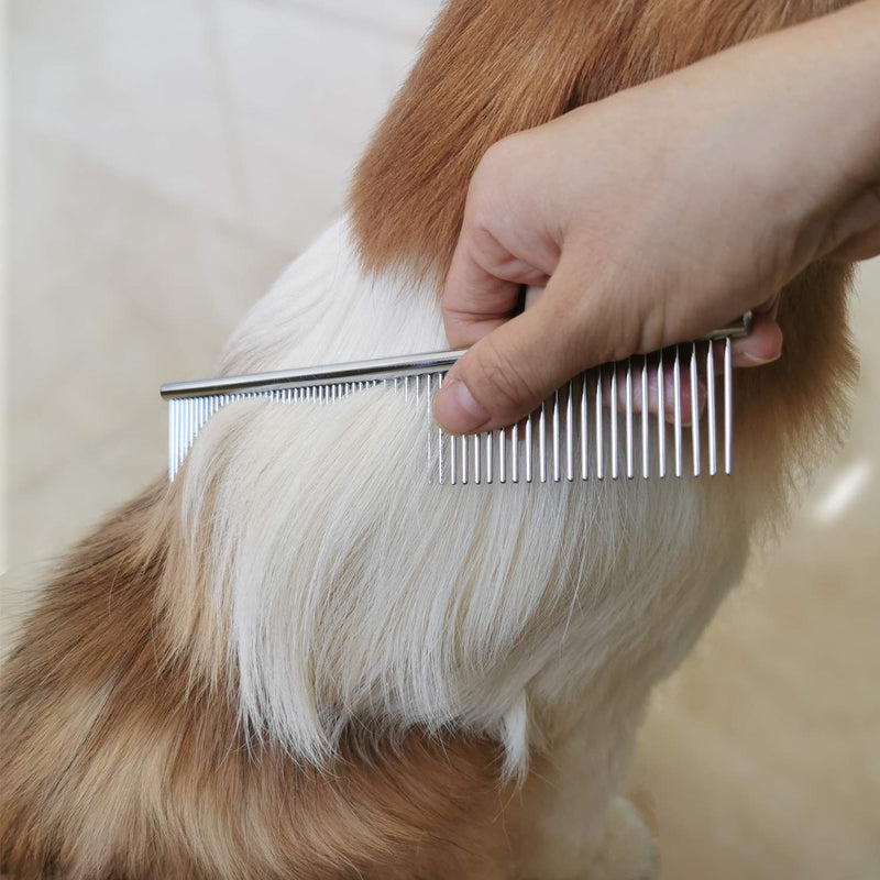 Elfirly Dog Combs for Removing Tangles and Knots - Cat Comb with Stainless Steel Teeth, Pet Grooming Brush Tool for Long and Short Hair (3 Pack - 7.4 in) - PawsPlanet Australia