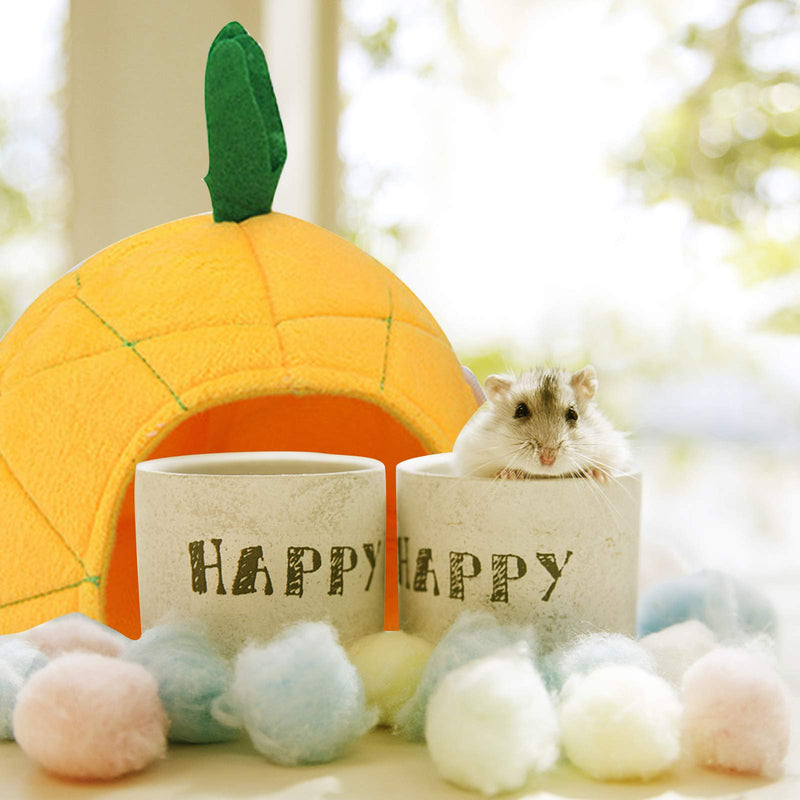 2 Pcs Hamster Bed Hamster Cages Accessories Pineapple Hammock Soft Hamster House Bed, Hamster Hideout Bedding, Hamster Cage Set for Guinea Pig Chinchilla Small Pets Sleep and Play (Yellow) - PawsPlanet Australia