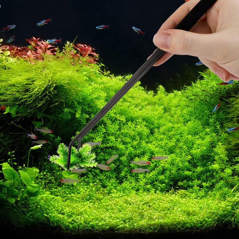 [Australia] - zhuohua Aquarium Aquascape Plant Tools Kits,Including Stainless Steel Black Aquarium Scissor Tweezers Spatula Tool and Flexible Pipe Cleaner with Stainless Steel Long Tube Cleaning Brush 