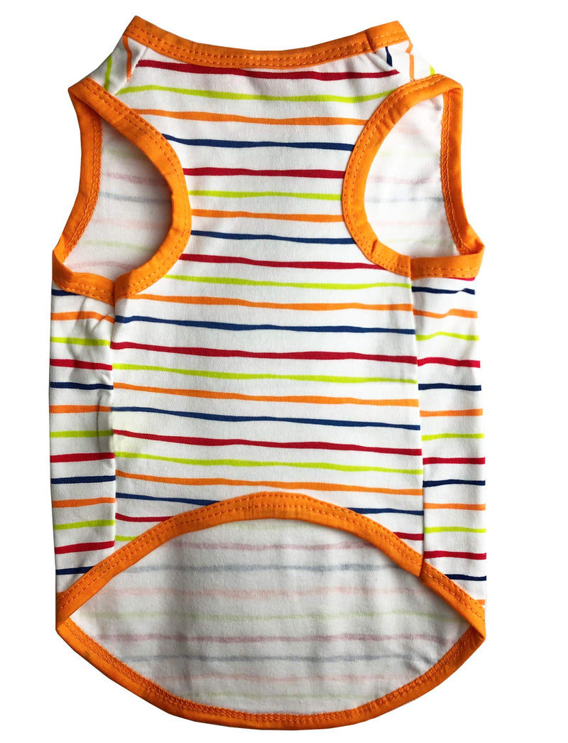 [Australia] - Honeycutey Pet Dog T Shirt Summer Cloth Cute Apparel Puppy Soft Cotton Vest Beach Wear Rainbow Star Stripe Diagonals High Stretch Singlet (Small, Orange Rainbow) 
