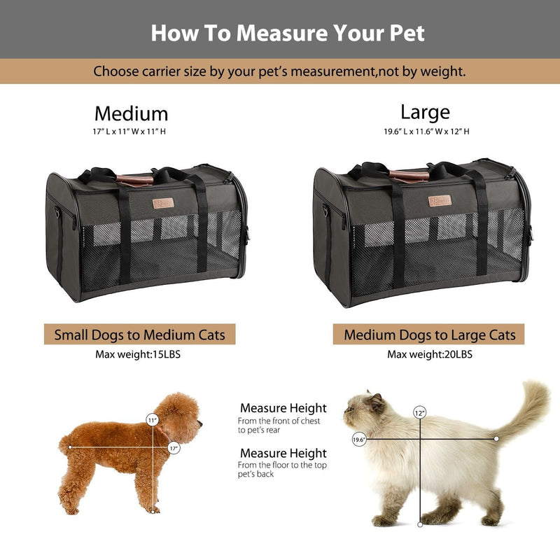 [Australia] - Akinerri Airline Approved Pet Carriers,Collapsible Soft Sided Pet Travel Carrier for Dogs and Cats Large Grey 