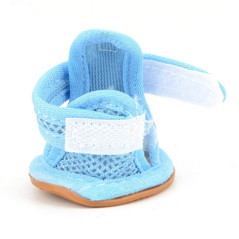 [Australia] - Zunea Summer Mesh Breathable Dog Shoes Sandals Non Slip Paw Protectors Reflective Adjustable Girls Female,for Small Pet Dog Cat Puppy (Please take a Measurement of Your Dog Before Ordering, Thanks) 1# (LxW): 1.37 * 1" blue 