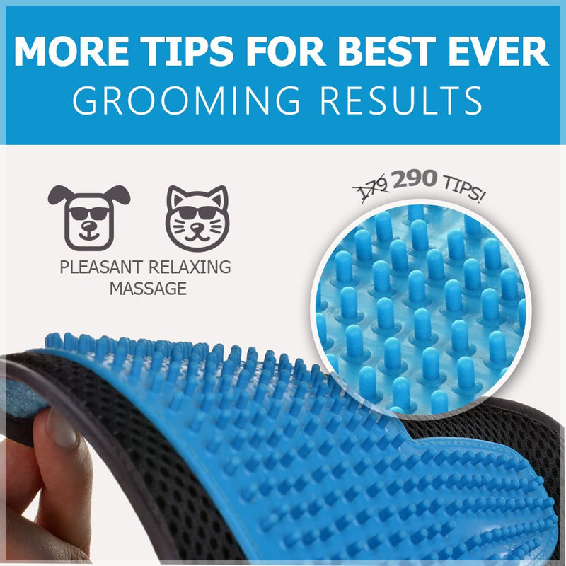 [Australia] - 2-in-1 Pet Glove: Grooming Tool + Furniture Pet Hair Remover Mitt - for Cats & Dogs - Long & Short Fur - Gentle Deshedding Brush - Your Pet Will Love It 