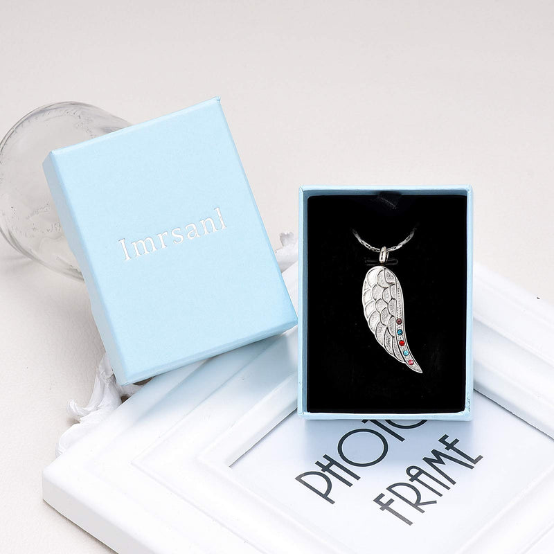 Imrsanl Angel Wings Cremation Jewelry for Ashes Pendant Stainless Steel Keepsake Memorial Urn Necklace for Human/Pets Silvery - PawsPlanet Australia