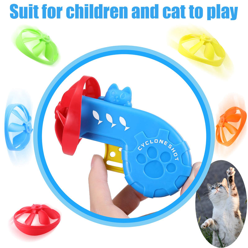 18 Pieces Cat Fetch Toy Cat Tracking Toy Cat Interactive Toys with 5 Colors Flying Propellers for Pet Cat Kitty Training Chasing (Cat Theme Design) Cat Theme Design - PawsPlanet Australia