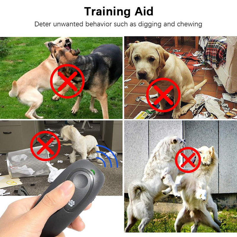 [Australia] - Anti Barking Device, 2 in 1Dog Training Aid Adjustable Frequency Ultrasonic Dog Bark Deterrent,16.4 Ft Effective Control Range with LED Indicator/Wrist Strap for Indoor Outdoor black 01 