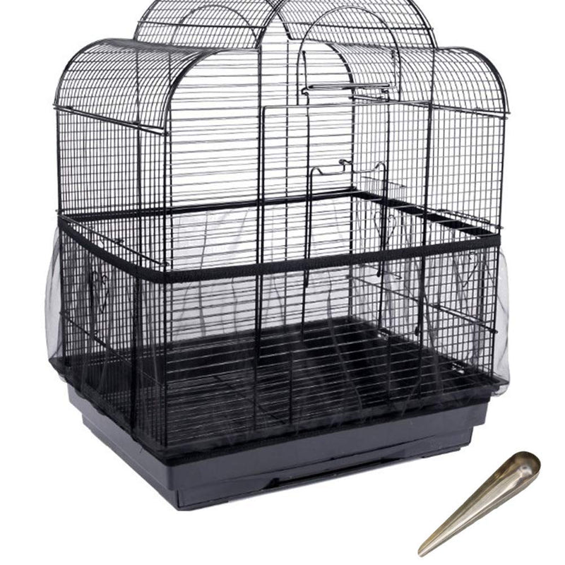 [Australia] - 2 Pcs Universal Bird Cage Guard Net Cover Seed Catcher with 1pcs of Feeding Spoon,Nylon Mesh Soft Airy Bird Cage Net Skirt for Round Square Cages 
