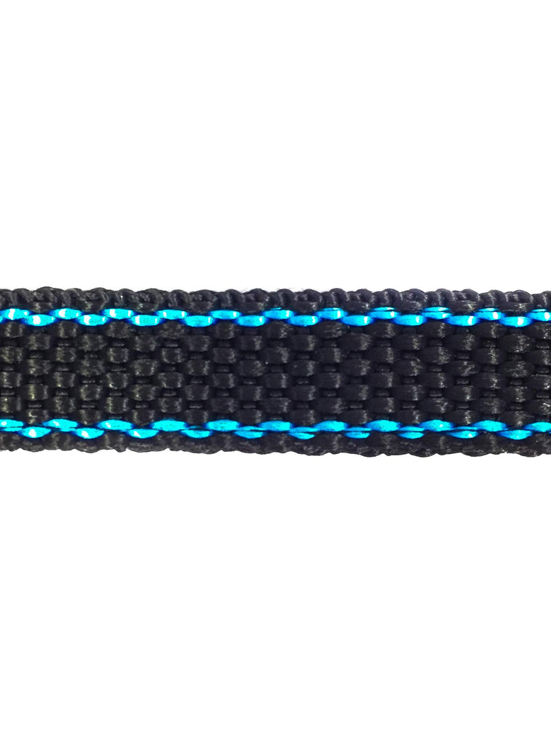 [Australia] - Luna&Max Heavy Duty Dog Collar | Double Thickness Adjustable Nylon Collar with D-Ring and Buckle | Collars for Small and Medium Dog | Collar with Adjustable Steel Hardware Black with Blue stripes 